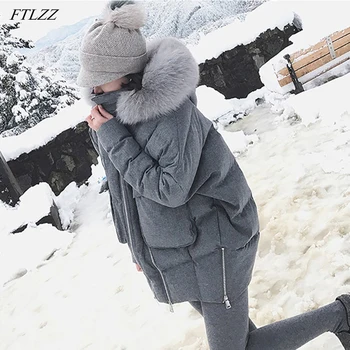FTLZZ Winter Real Fur Collar 90% White Duck Down Parkas Women Slim Hooded Gray Jackets Female Warm Snow Down Coat
FTLZZ Winter Real Fur Collar 90% White Duck Down Parkas Women Slim Hooded Gray Jackets Female Warm Snow Down Coat