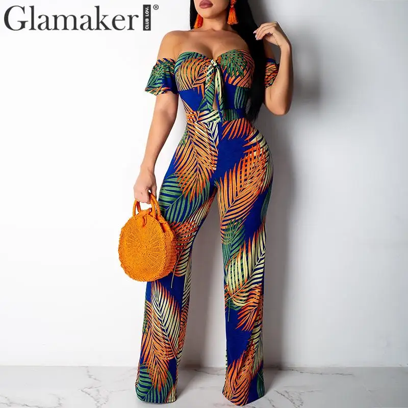 Glamaker Ruffle tube off shoulder sexy jumpsuit long wide leg Leaf print overalls women jumpsuit romper summer jumpsuit macacao
Glamaker Ruffle tube off shoulder sexy jumpsuit long wide leg Leaf print overalls women jumpsuit romper summer jumpsuit macacao