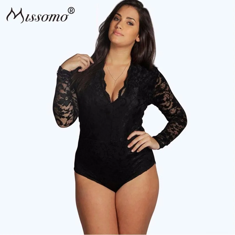 Missomo Plus Size Women Long Sleeve Costumes Sexy Overall Lace Perspective Bodysuit
Missomo Plus Size Women Long Sleeve Costumes Sexy Overall Lace Perspective Bodysuit