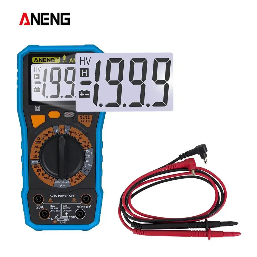 ANENG AN819C Digital Multimeter LCD AC/DC Ammeter Voltmeter Capacitance Resistance Temperature Triode Diode Tester
ANENG AN819C Digital Multimeter LCD AC/DC Ammeter Voltmeter Capacitance Resistance Temperature Triode Diode Tester