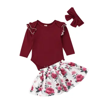 0-24M Cute Newborn Baby Girl Long Sleeve Cotton Bodysuit Tops Floral Skirt Headband 3PCS Outfits Princess Girls Clothes Set
0-24M Cute Newborn Baby Girl Long Sleeve Cotton Bodysuit Tops Floral Skirt Headband 3PCS Outfits Princess Girls Clothes Set