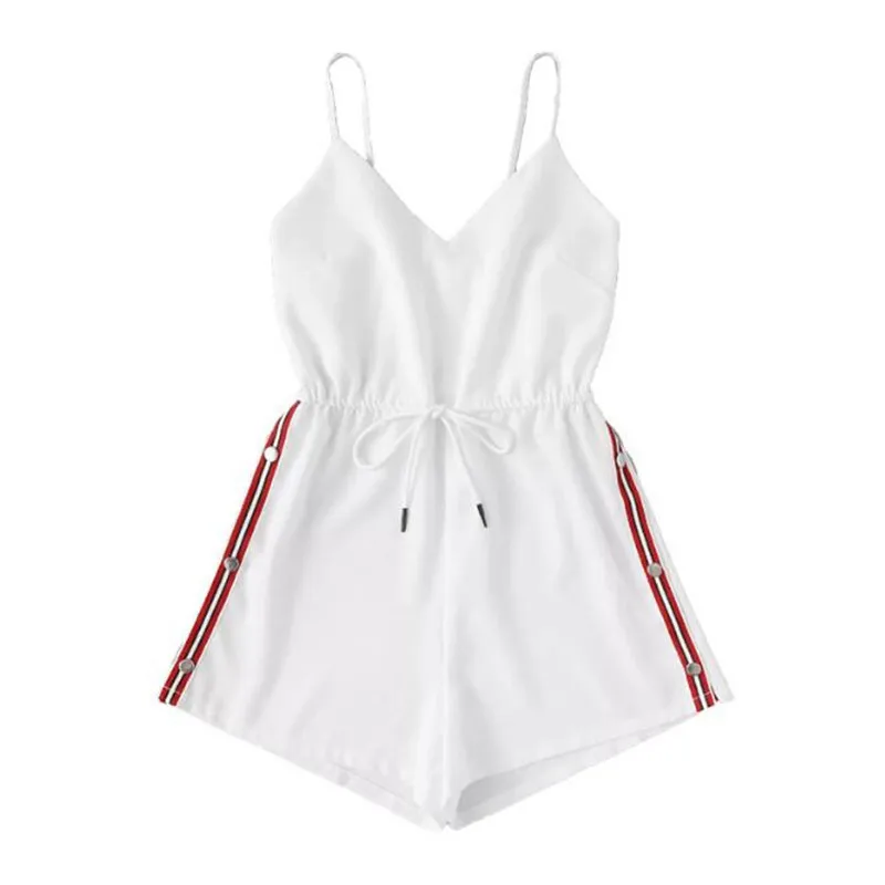Contrast Striped Tape Romper Summer Beach Wear Women Sleeveless Playsuits Burgundy Spaghetti Strap Drawstring Romper GRNSHTS
Contrast Striped Tape Romper Summer Beach Wear Women Sleeveless Playsuits Burgundy Spaghetti Strap Drawstring Romper GRNSHTS
