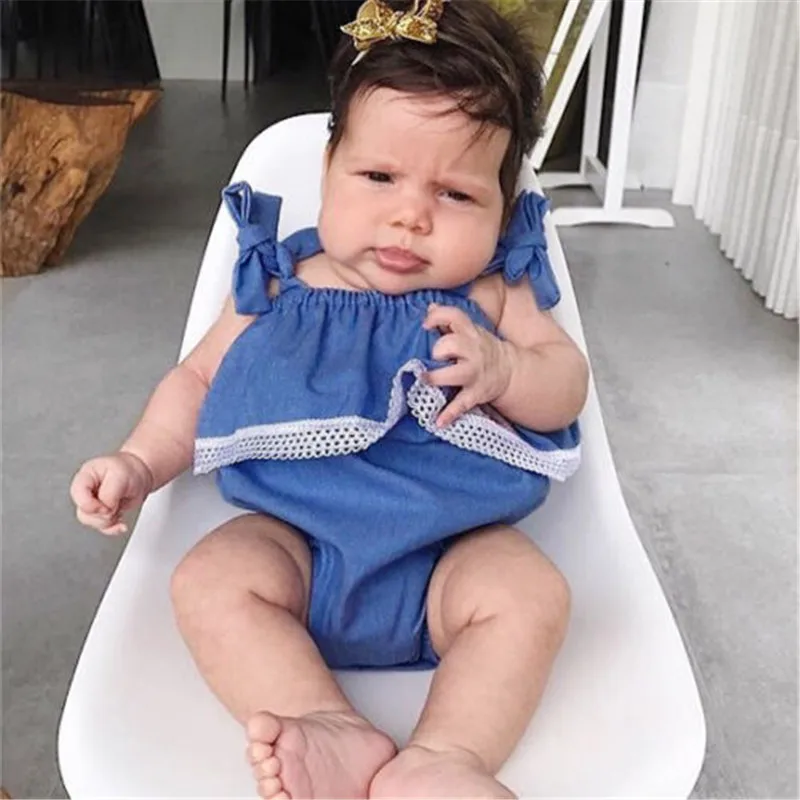 Newborn Baby Girls Clothes Denim Off Shoulder Ruffle solid casual Bodysuit strap kids Toddler sleeveless Jumpsuit one pieces
Newborn Baby Girls Clothes Denim Off Shoulder Ruffle solid casual Bodysuit strap kids Toddler sleeveless Jumpsuit one pieces