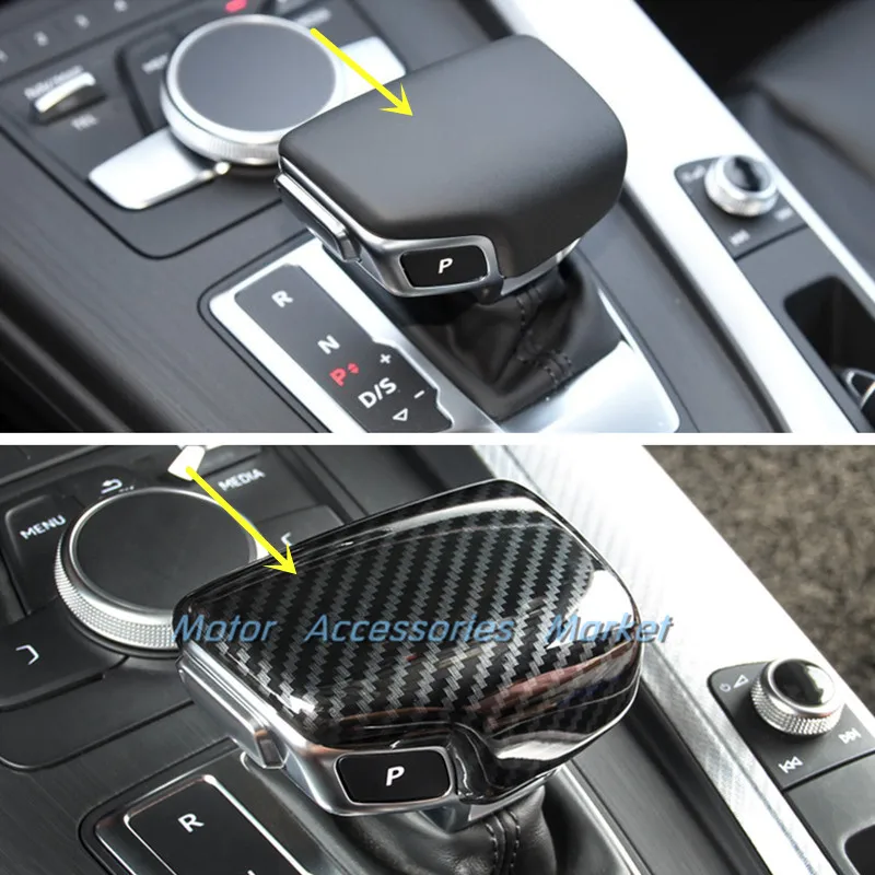 Фото New Sport Carbon Fiber Print Gear Shift Knob Cover Trim Molding for Audi A4 B9 A5 Q5 Q7 2017 2018 2019 | Автомобили и мотоциклы