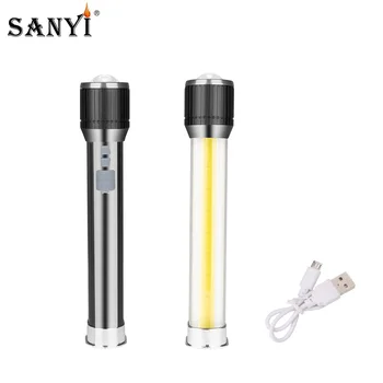 Sanyi High Power 7-Mode XML T6 COB LED Flashlight Zoomable Focus Torch USB Rechargeable Work Light Mobile Power Bank For Outdoor
Sanyi High Power 7-Mode XML T6 COB LED Flashlight Zoomable Focus Torch USB Rechargeable Work Light Mobile Power Bank For Outdoor