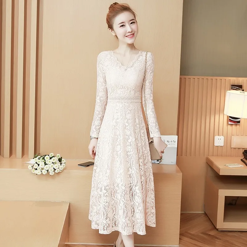 Spring Autumnr Dress Women 2019 Elegant V-neck Long Sleeve Lace Dress Female Vintage Slim A-Line Party Dresses Plus Size 4XL
Spring Autumnr Dress Women 2019 Elegant V-neck Long Sleeve Lace Dress Female Vintage Slim A-Line Party Dresses Plus Size 4XL