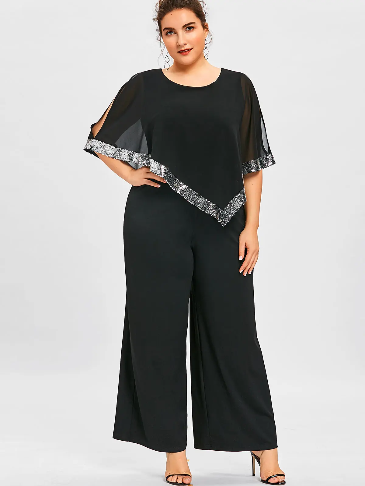 Wipalo Plus Size 5XL Sequined Overlay Wide Leg Jumpsuit Long Pants Romper Office Ladies Work Wear Overlay Chiffon Overalls
Wipalo Plus Size 5XL Sequined Overlay Wide Leg Jumpsuit Long Pants Romper Office Ladies Work Wear Overlay Chiffon Overalls