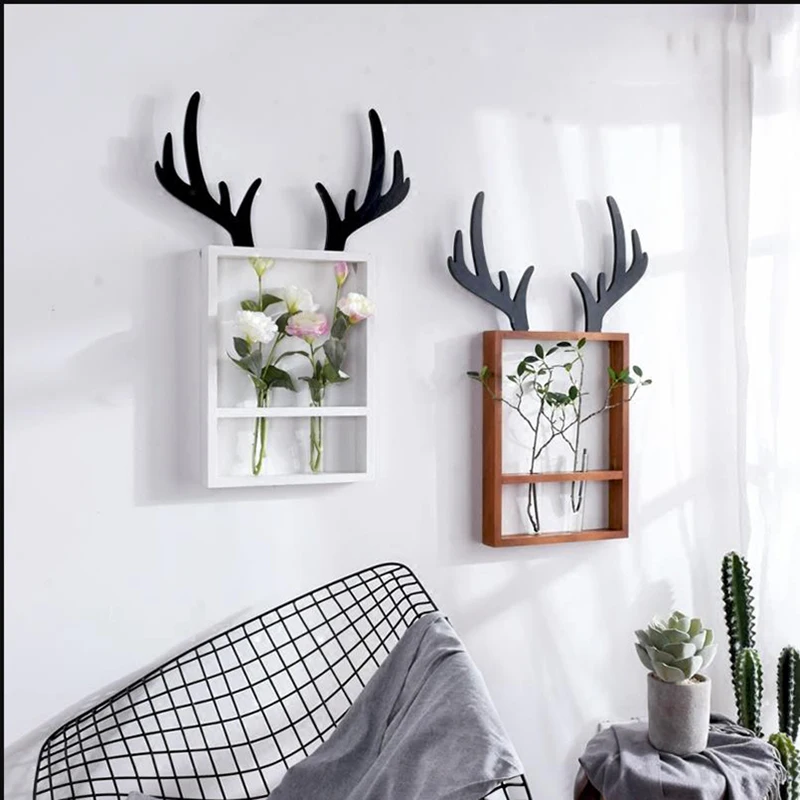 Creative Antlers Wooden Frame Wall Vase Glass Test Tube Hydroponic Plant Flower Pot Potted Nordic Style Home Decor Wall Ornament
Creative Antlers Wooden Frame Wall Vase Glass Test Tube Hydroponic Plant Flower Pot Potted Nordic Style Home Decor Wall Ornament