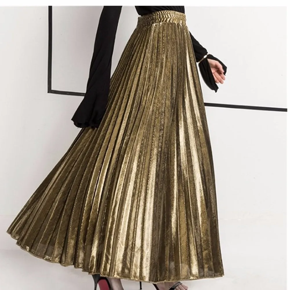 Фото Spring New Pattern Bouffancy Casual Half-body Longuette High Waist Golden Skirt Woman | Женская одежда