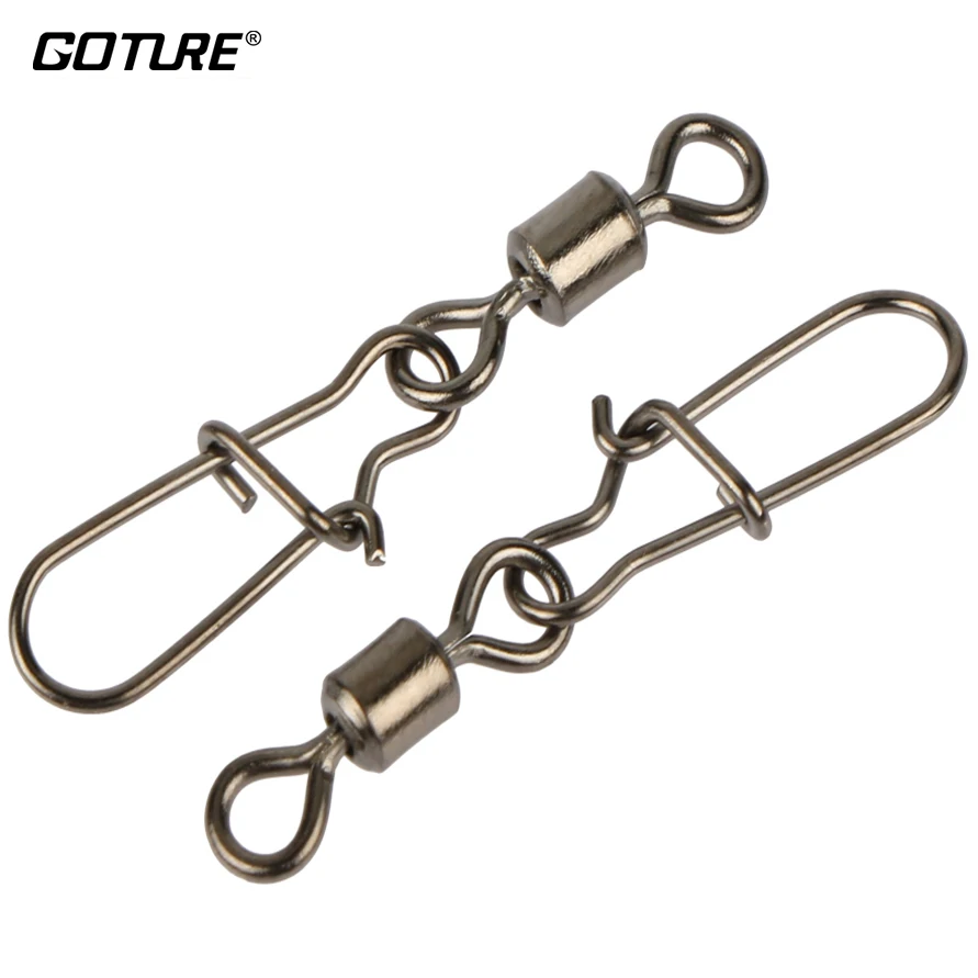 GOTURE 200 шт. вертлюжный крючок из углеродистой стали рыболовный с застежкой все для