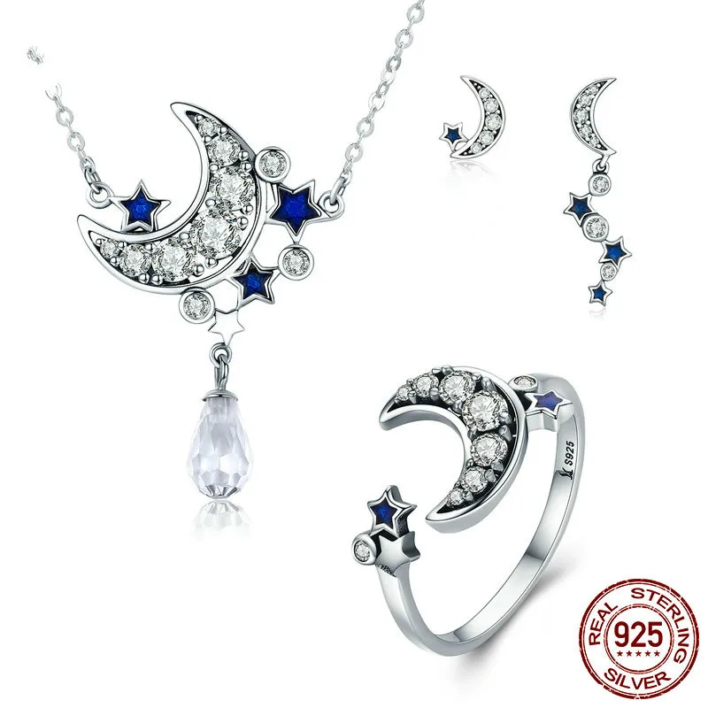 Genuine 925 Sterling Silver Jewelry Set Moon & Star Dazzling Cz Bridal Jewelry Sets Sterling Silver Jewelry Zhs040
Genuine 925 Sterling Silver Jewelry Set Moon & Star Dazzling Cz Bridal Jewelry Sets Sterling Silver Jewelry Zhs040