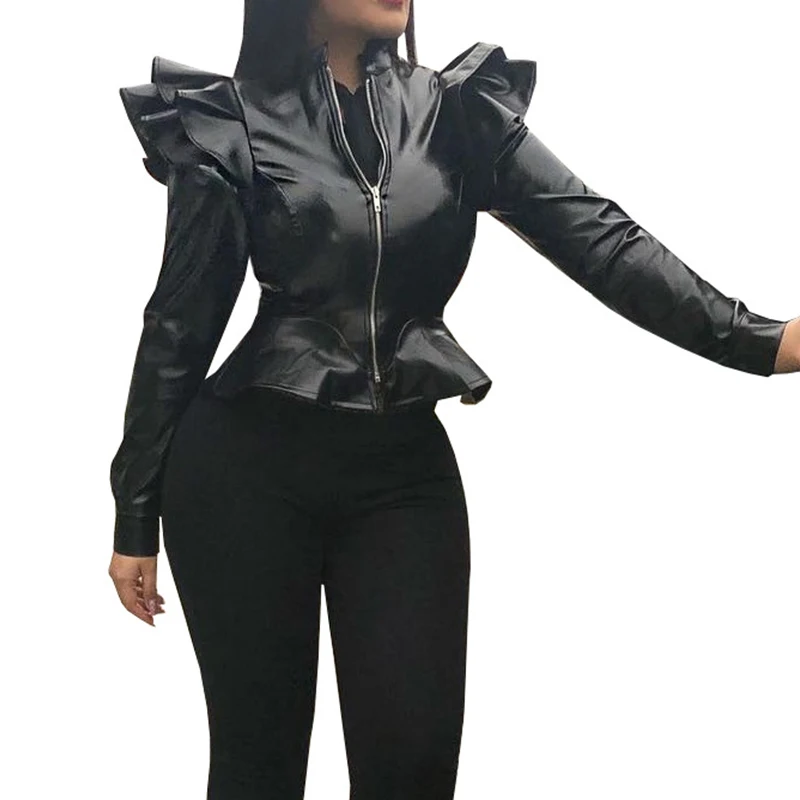 Winter Autumn Pu Leather Jacket Women Fashion Black Motorcycle Coat Short Faux Leather Biker Jacket Ruffles Slim Jacket Female
Winter Autumn Pu Leather Jacket Women Fashion Black Motorcycle Coat Short Faux Leather Biker Jacket Ruffles Slim Jacket Female