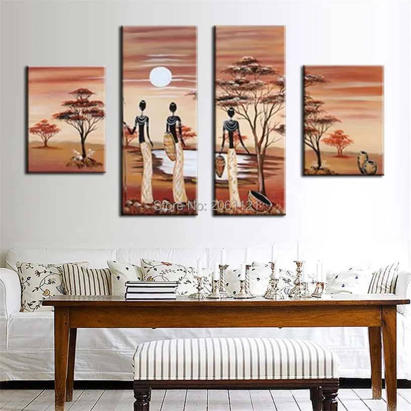 hand painted brown oil paintings on canvas African woman group painting landscape modular pictures for living room wall decor
hand painted brown oil paintings on canvas African woman group painting landscape modular pictures for living room wall decor