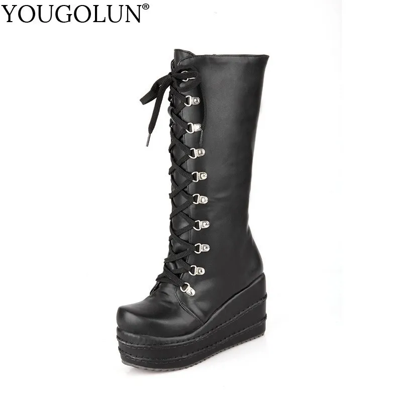 YOUGOLUN Cross Strap Knee High Boots Women Winter Ladies Platform Shoes Fashion Black Woman Lace Up PU Wedges High Heels B258
YOUGOLUN Cross Strap Knee High Boots Women Winter Ladies Platform Shoes Fashion Black Woman Lace Up PU Wedges High Heels B258