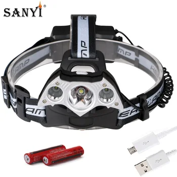 Sanyi LED Headlight Headlamp XML T6+2*XPE Led Head Lamp USB Rechargeable 18650 Flashlight Torch Camping Lantern With USB Charger
Sanyi LED Headlight Headlamp XML T6+2*XPE Led Head Lamp USB Rechargeable 18650 Flashlight Torch Camping Lantern With USB Charger