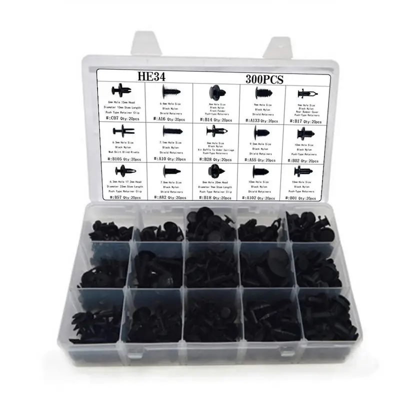 300pcs Car Fastener Classification Boxed Buckle For Ford Toyota Honda GMC Nissan Chevrolet Dodge HE34 Hybrid Auto Fixed Clip
300pcs Car Fastener Classification Boxed Buckle For Ford Toyota Honda GMC Nissan Chevrolet Dodge HE34 Hybrid Auto Fixed Clip