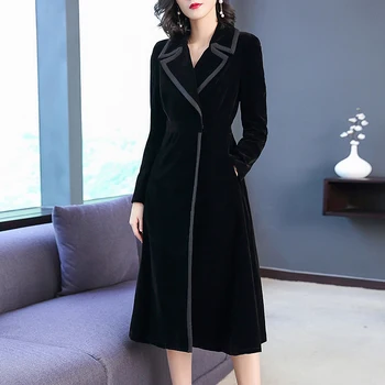 autumn winter 2018 fashion women overcoat black velvet long sleeve windbreaker new coat pocket slim party clothes outfit vestido
autumn winter 2018 fashion women overcoat black velvet long sleeve windbreaker new coat pocket slim party clothes outfit vestido