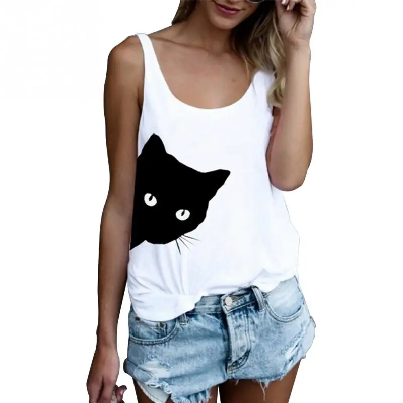 Summer Women Sleeveless T-shirts Casual Loose Tank Tops Ladies Cute Cat Print Round Neck Loose Camisole Autumn Bottoming Vest
Summer Women Sleeveless T-shirts Casual Loose Tank Tops Ladies Cute Cat Print Round Neck Loose Camisole Autumn Bottoming Vest