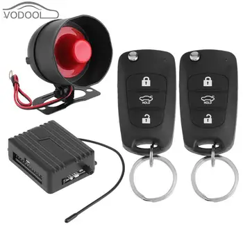 Universal 12V 1-Way Car Anti-thief Burglar Alarm Device Keyless Entry Security System Siren with 2 Remote Control 433.92MHz