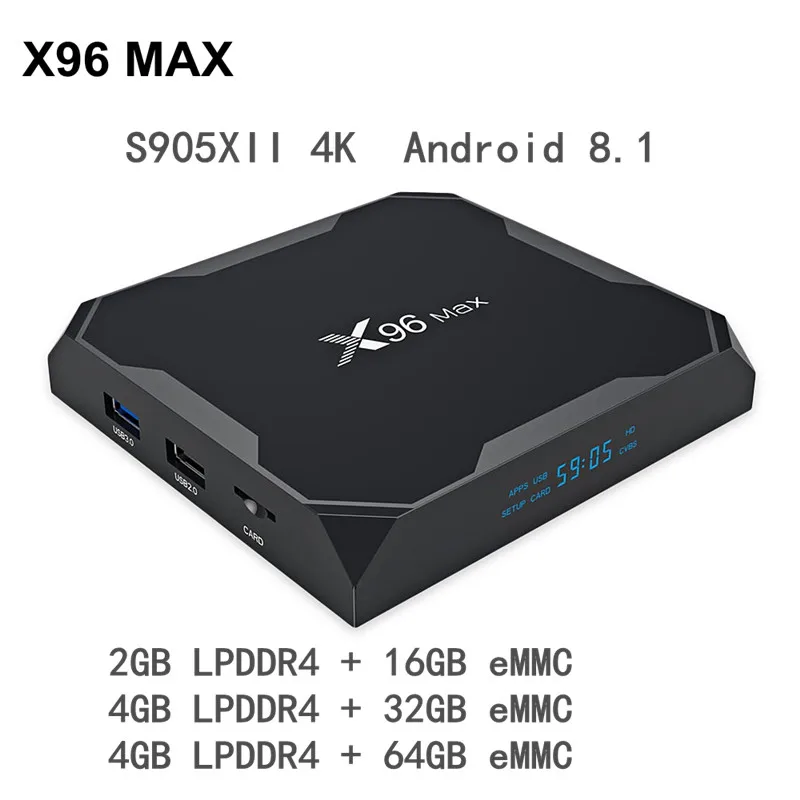 X96 MAX Smart TV Box Android 8.1 Amlogic S905X2 Quad Core ARM Cortex A53 32GB 64GB Set Top Box 4K H.265 Smart Media Player
X96 MAX Smart TV Box Android 8.1 Amlogic S905X2 Quad Core ARM Cortex A53 32GB 64GB Set Top Box 4K H.265 Smart Media Player