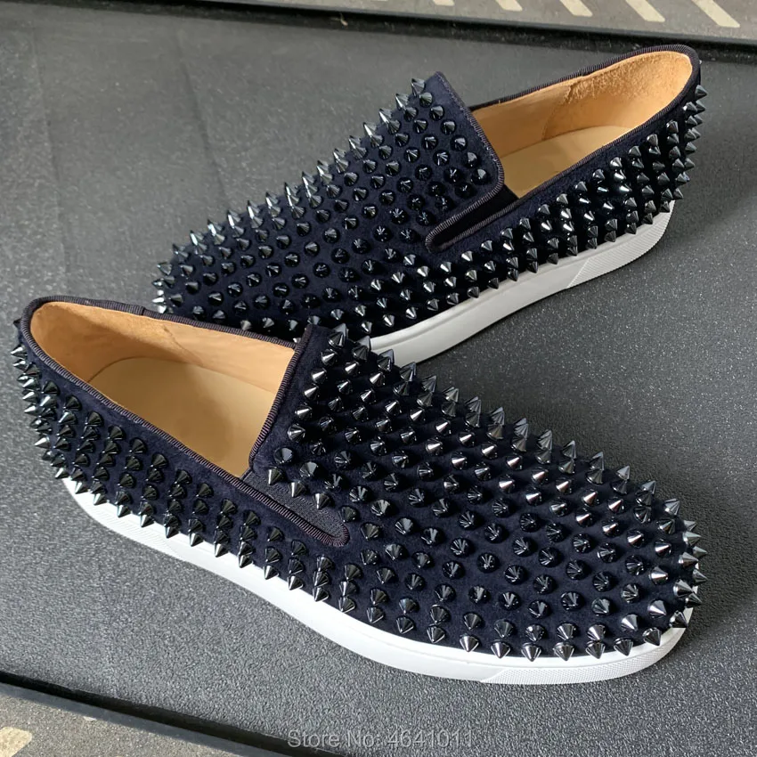 Low Cut Sneakers Leisure cl andgz Slip On Full Ink-blue patent leather Spikes Red bottoms For Men Shoes Flat Loafers Footwear
Low Cut Sneakers Leisure cl andgz Slip On Full Ink-blue patent leather Spikes Red bottoms For Men Shoes Flat Loafers Footwear