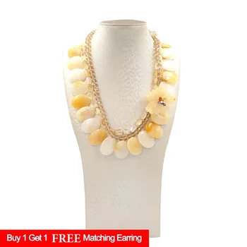 LiiJi Unique Natural Yellow Citrines Crystal with Jades Flower 3 Rows Statement Necklace with Shell Toggle Clasp 48cm
LiiJi Unique Natural Yellow Citrines Crystal with Jades Flower 3 Rows Statement Necklace with Shell Toggle Clasp 48cm