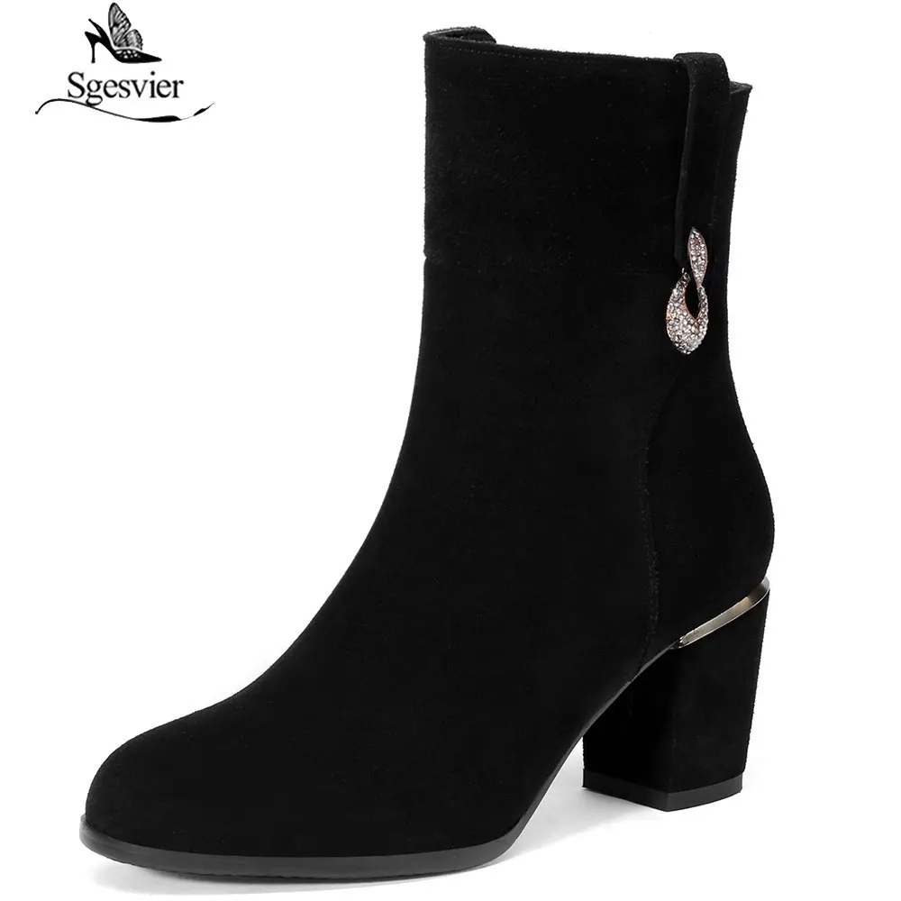 Sgesvier Brand boots women cow suede round toe ankle boots zipper Rhinestone high heels boots fashion platform shoes woman B940
Sgesvier Brand boots women cow suede round toe ankle boots zipper Rhinestone high heels boots fashion platform shoes woman B940