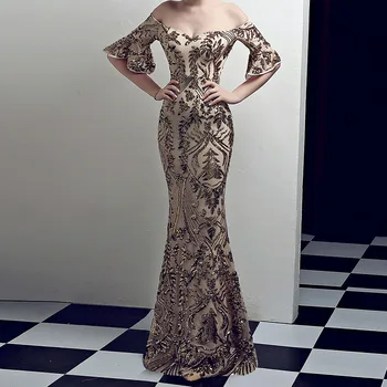 Chic Sequined Long Evening Party Dress Sexy Off Shoulder Slash Neck Women Maxi Dress Gold Silver Slim Fit Flare Sleeve Club Robe
Chic Sequined Long Evening Party Dress Sexy Off Shoulder Slash Neck Women Maxi Dress Gold Silver Slim Fit Flare Sleeve Club Robe
