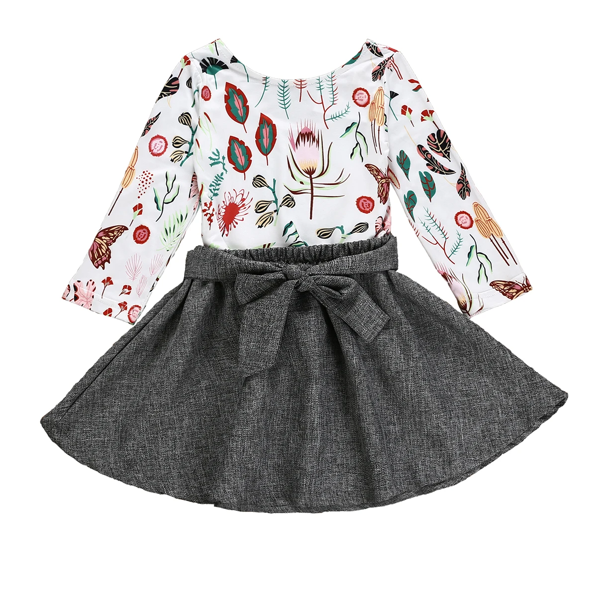 2018 Mulktitrust Brand Fashion Autumn Set Baby Girl Floral Print Party Outfits Clothes T-shirt Tops Grey Skirts 2pcs Set
2018 Mulktitrust Brand Fashion Autumn Set Baby Girl Floral Print Party Outfits Clothes T-shirt Tops Grey Skirts 2pcs Set