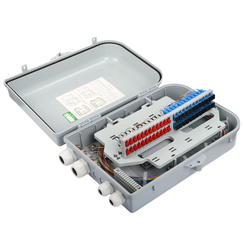 48 core Optical Fiber Distribution Box With SC Adapter Pigtail 1 : 32 Optic Splitter FTTH CATV factory wholesale Single mode
48 core Optical Fiber Distribution Box With SC Adapter Pigtail 1 : 32 Optic Splitter FTTH CATV factory wholesale Single mode