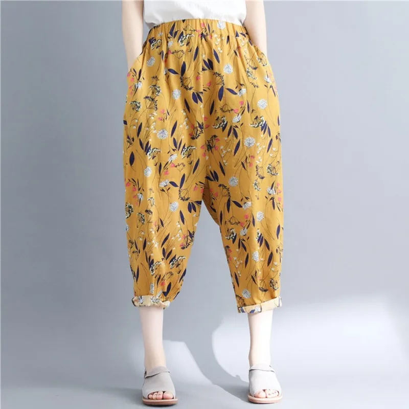 #2155 Summer Floral Printed Harem Cotton Linen Pants Women Wide Leg Loose High Waist Casual Calf-length Vintage Wide Pants Femme
#2155 Summer Floral Printed Harem Cotton Linen Pants Women Wide Leg Loose High Waist Casual Calf-length Vintage Wide Pants Femme