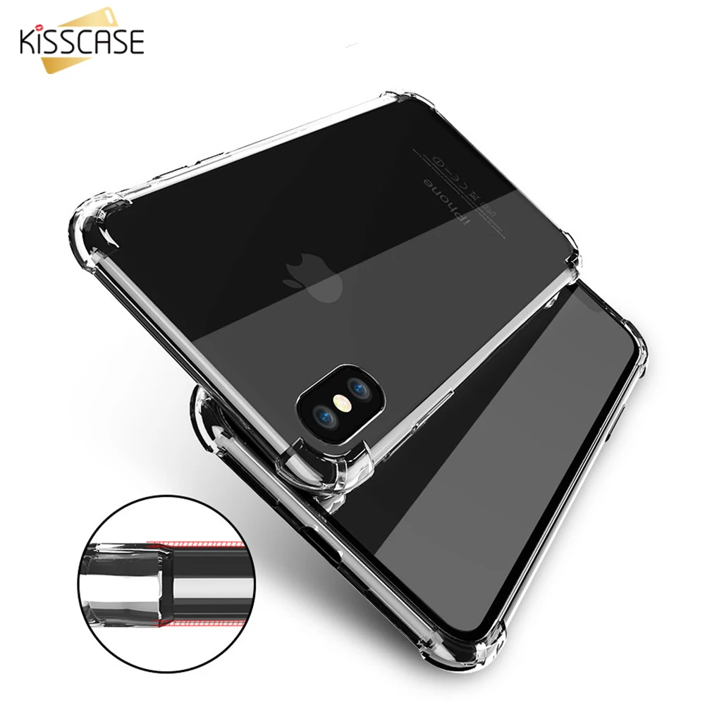 KISSCASE Shockproof TPU Case For iPhone XS Max XR 7 8 Plus Clear Soft Cases 5S 5 SE X 10 6S 6 Phone Shell | Мобильные телефоны и