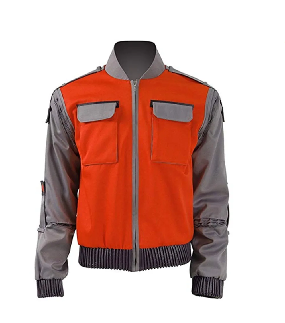 

High-quality Back To The Future Cosplay Costume Jr Marlene Seamus Marty Mcfly Jacket Orange Outwear Coat Made Any Size