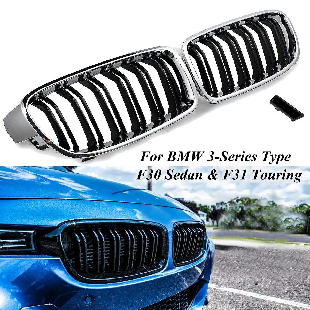 2Pcs ABS M3 Look Car Front Grill Kidney Grille for BMW 3-Series Type F30 Sedan and F31
2Pcs ABS M3 Look Car Front Grill Kidney Grille for BMW 3-Series Type F30 Sedan and F31