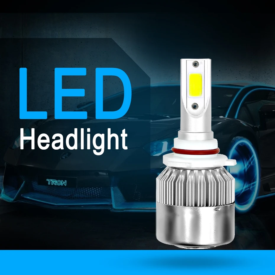 Фото 2 шт. H4 светодиодный комплект ламп для автомобильных фар 72 Вт Hi/Lo лампы COB Чип 7200lm HB2