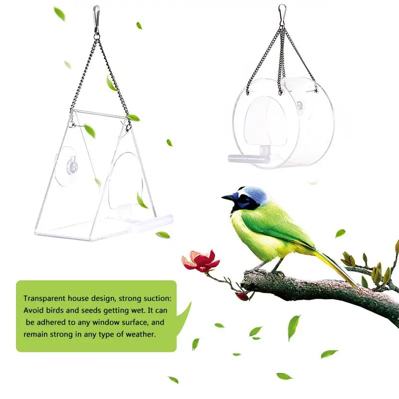 Transparent Acrylic Bird Feeder Triangular And Round Hanging Transparent Waterproof Bird Feeding Device
Transparent Acrylic Bird Feeder Triangular And Round Hanging Transparent Waterproof Bird Feeding Device
