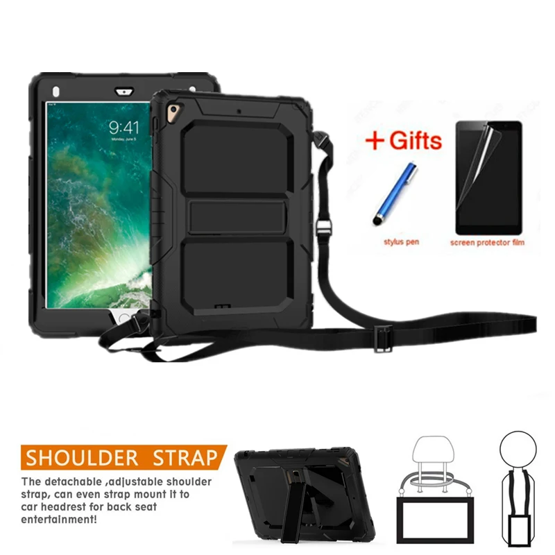 For Apple New iPad 9.7 2017 2018 6th generation tablet A1893 Silicone+PC Hybrid Built- in kickstand Shockproof Cover+Neck strap
For Apple New iPad 9.7 2017 2018 6th generation tablet A1893 Silicone+PC Hybrid Built- in kickstand Shockproof Cover+Neck strap