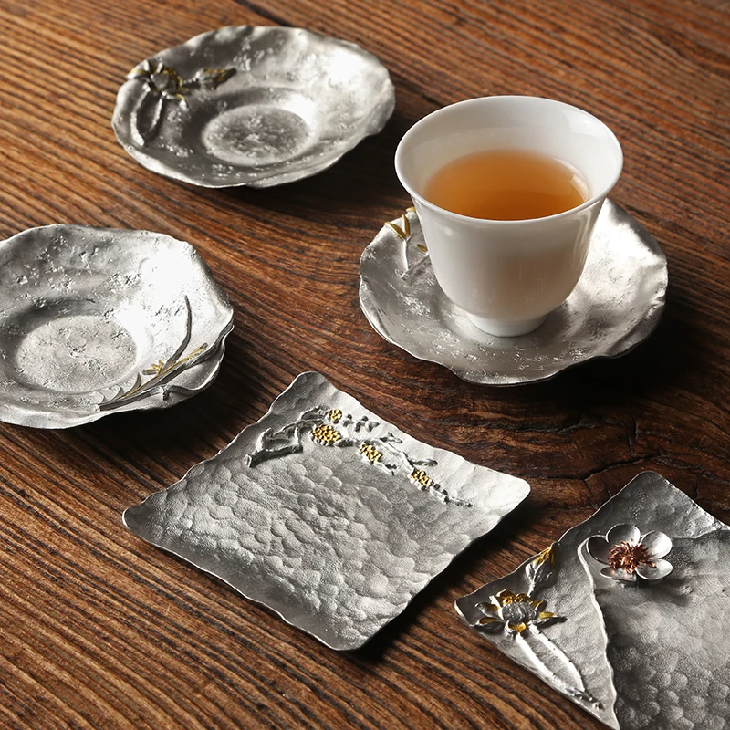 1pc Alloy Lotus Shape Coasters Tea Cup Mug Drinks Table Placemat Place Mat 2