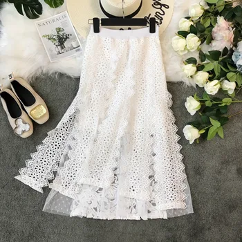 PEONFLY 2019 New Summer Skirt Elegant Floral Lace Pleated Skirt Solid Color Women High Waist Skirt Split Skirts Saia Longa
PEONFLY 2019 New Summer Skirt Elegant Floral Lace Pleated Skirt Solid Color Women High Waist Skirt Split Skirts Saia Longa