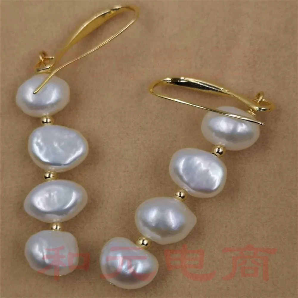7-8MM Huge white baroque pearl earrings gold plating south sea earbob sweater Gold hooks TwoPin flawless dangler natural
7-8MM Huge white baroque pearl earrings gold plating south sea earbob sweater Gold hooks TwoPin flawless dangler natural