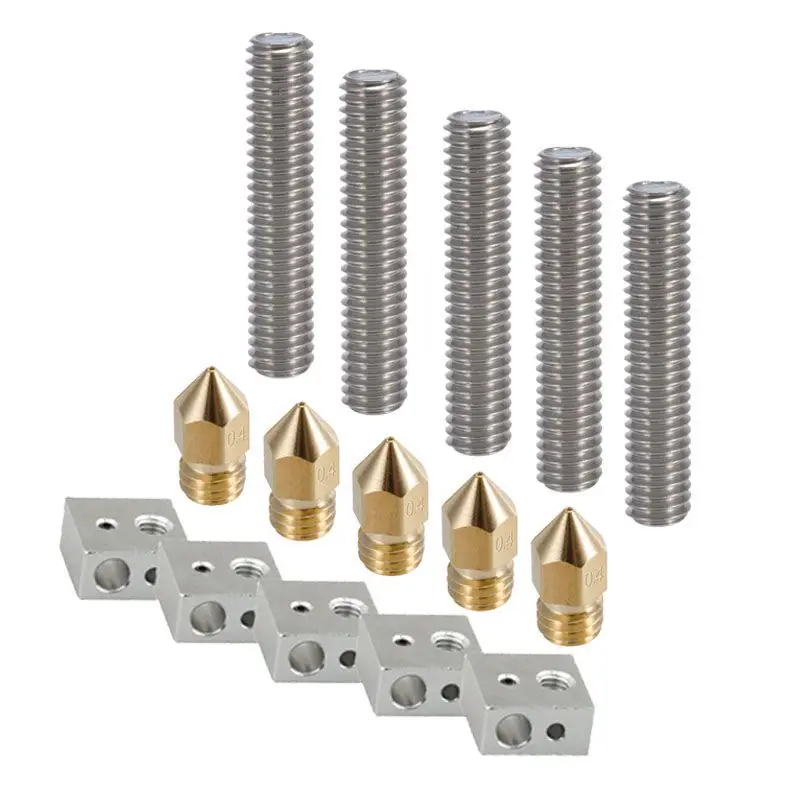 3D Printer Part Each 5PC 0.4mm Extruder Nozzle+1.75mm Teflon Throat Tube+Heater Blocks Hotend for MK8 Makerbot Reprap
3D Printer Part Each 5PC 0.4mm Extruder Nozzle+1.75mm Teflon Throat Tube+Heater Blocks Hotend for MK8 Makerbot Reprap