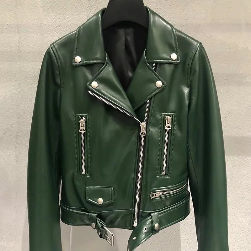 Genuine Leather Jacket Women Ladies Classic Real Lamb Shkin Overcoat Autumn Real Sheepskin Leather Jackets Female with Belt
Genuine Leather Jacket Women Ladies Classic Real Lamb Shkin Overcoat Autumn Real Sheepskin Leather Jackets Female with Belt