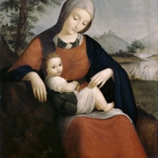 Мадонна и ребенок Otto Siebert (1785-1854/german) холст масло печать плакатов (18x24) | Дом сад
