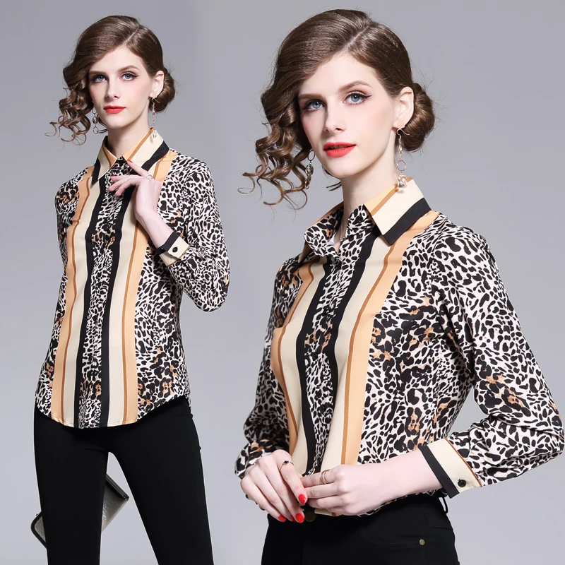2019 Spring Runway Designer Blouse Fashion Print Tops Women Long Sleeve leopard strip Shirts Casual Blouses OL Quality
2019 Spring Runway Designer Blouse Fashion Print Tops Women Long Sleeve leopard strip Shirts Casual Blouses OL Quality