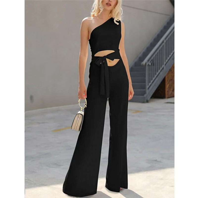 New Women OL Solid Lace Up Jumpsuits Sexy One Shoulder Slim Bandage Jumpsuit Lady Office Wide Leg Casual Jumpsuits Party Rompers
New Women OL Solid Lace Up Jumpsuits Sexy One Shoulder Slim Bandage Jumpsuit Lady Office Wide Leg Casual Jumpsuits Party Rompers