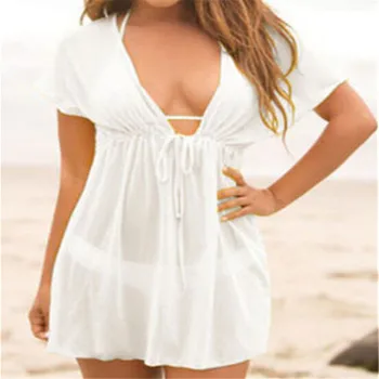 Bikini Cover Up Solid V Neck Bandage Hollow Swimsuit Beach Dress Women 2019 Summer Ladies Cover-Ups Bathing Suit Beachwear Tunic
Bikini Cover Up Solid V Neck Bandage Hollow Swimsuit Beach Dress Women 2019 Summer Ladies Cover-Ups Bathing Suit Beachwear Tunic