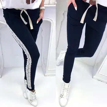 High Waist Lace Patchwork Pants Women Elastic Waist Bandage Side Lace Casual Pencil Pants Long Pants Trousers
High Waist Lace Patchwork Pants Women Elastic Waist Bandage Side Lace Casual Pencil Pants Long Pants Trousers
