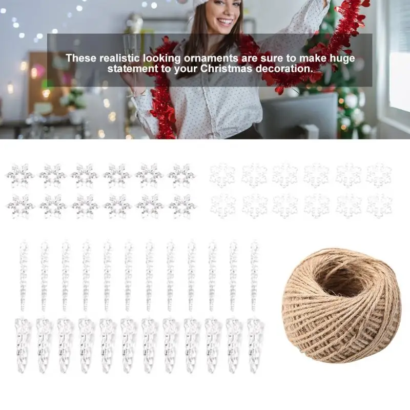 49PCS Clear Acrylic Hanging Snowflake Drops Icicles Christmas Wedding Party Decoration
49PCS Clear Acrylic Hanging Snowflake Drops Icicles Christmas Wedding Party Decoration