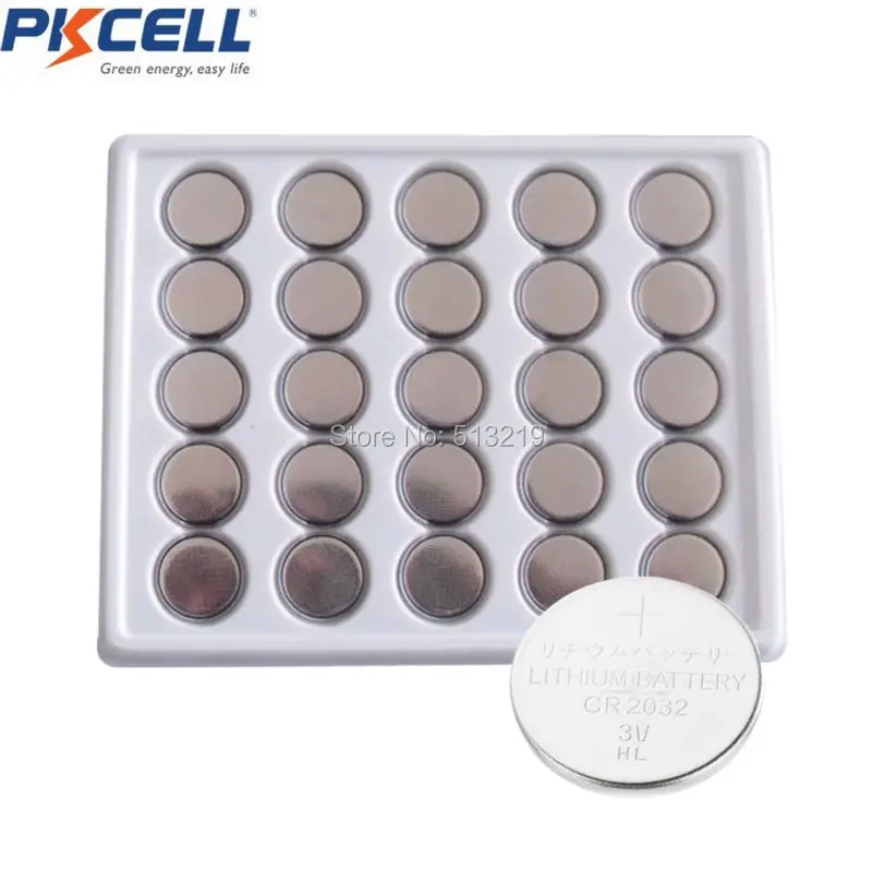 100 шт. PKCELL CR2032 кнопочные батареи для монет литиевая батарея 3 в CR 2032 BR2032 DL2032 ECR2032