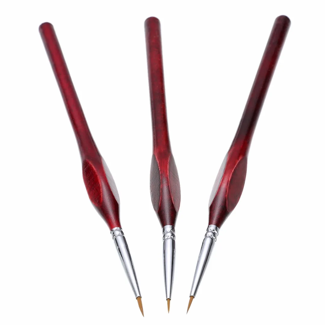 

3pcs 0/00/000 Sable Hair Paint Brush 7.3 inches Miniature Detail Fine liner Nail Art Drawing Brushes Painting Supplies